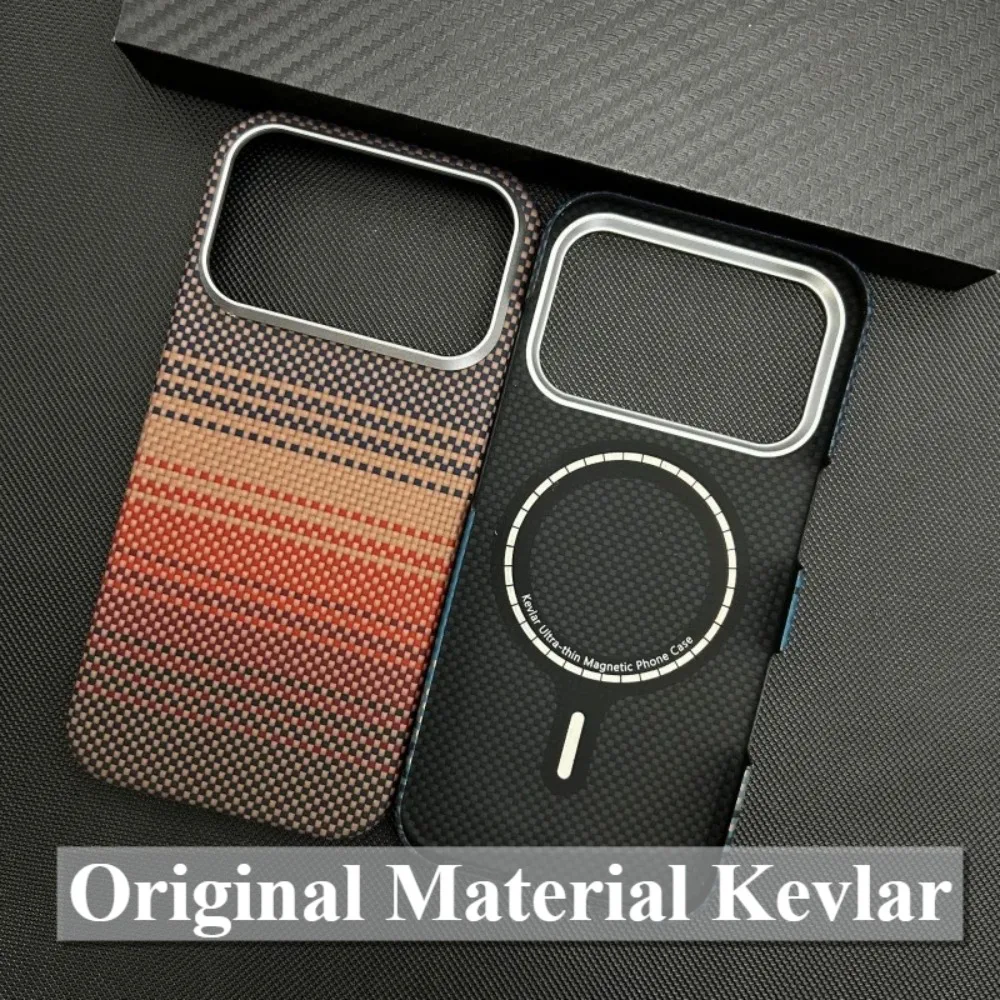 

Ultra Thin Kevlar Carbon Fiber for Magsafe Case for IPhone 17 Pro Max 17 Pro Magnetic Wireless Charging Metal Lens Protect Cover