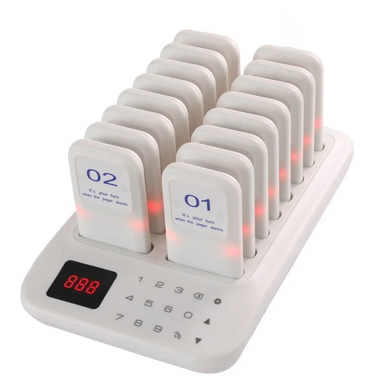 Vibrating Pager System, Buzzers for Restaurant, 1000ft Long Range, Vibration, Flashing and Buzzer, 16 Pagers and Beepers