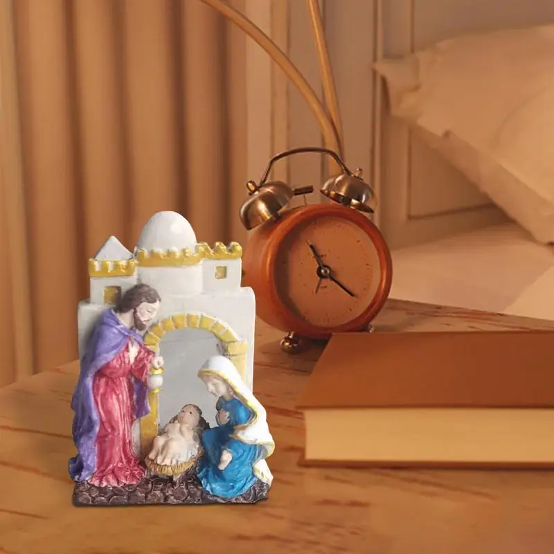 زخرفة تمثال يسوع لميلاد المسيح من الراتنج ، تمثال راتنج ، عائلة مقدسة حديثة ، ديكورات منزلية ، غرفة دراسة ، غرفة معيشة ، ديكور عيد الميلاد #3