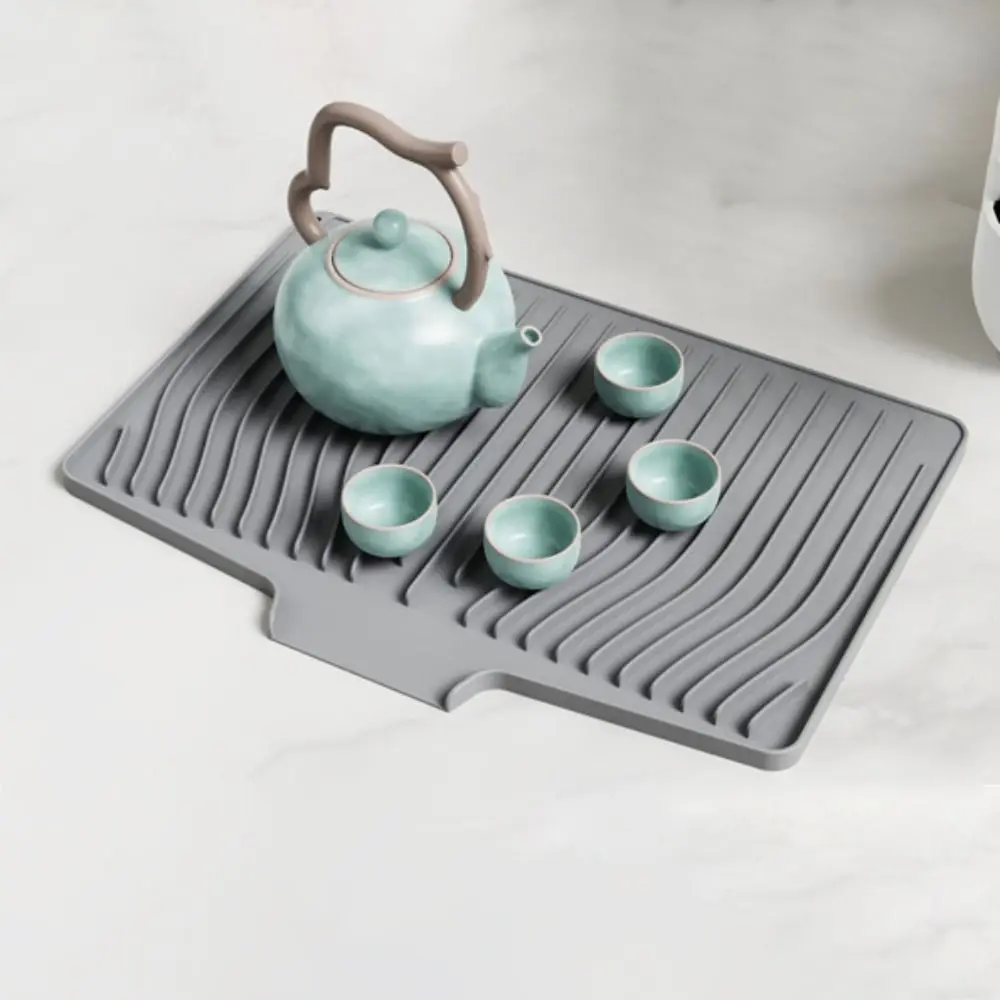 

Heat Resistant Silicone Draining Board Mat Large size Diversion Opening Slope Kitchen Dish Drainer Pad Nonslip Dish Drying Mat