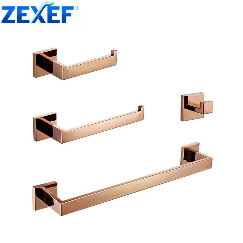 

ZEXEF вешалка для полотенец из розового золота для ванной без сверления, стальной крючок, настенная вешалка, набор аксессуаров для биде и туалета для домашнего крепления