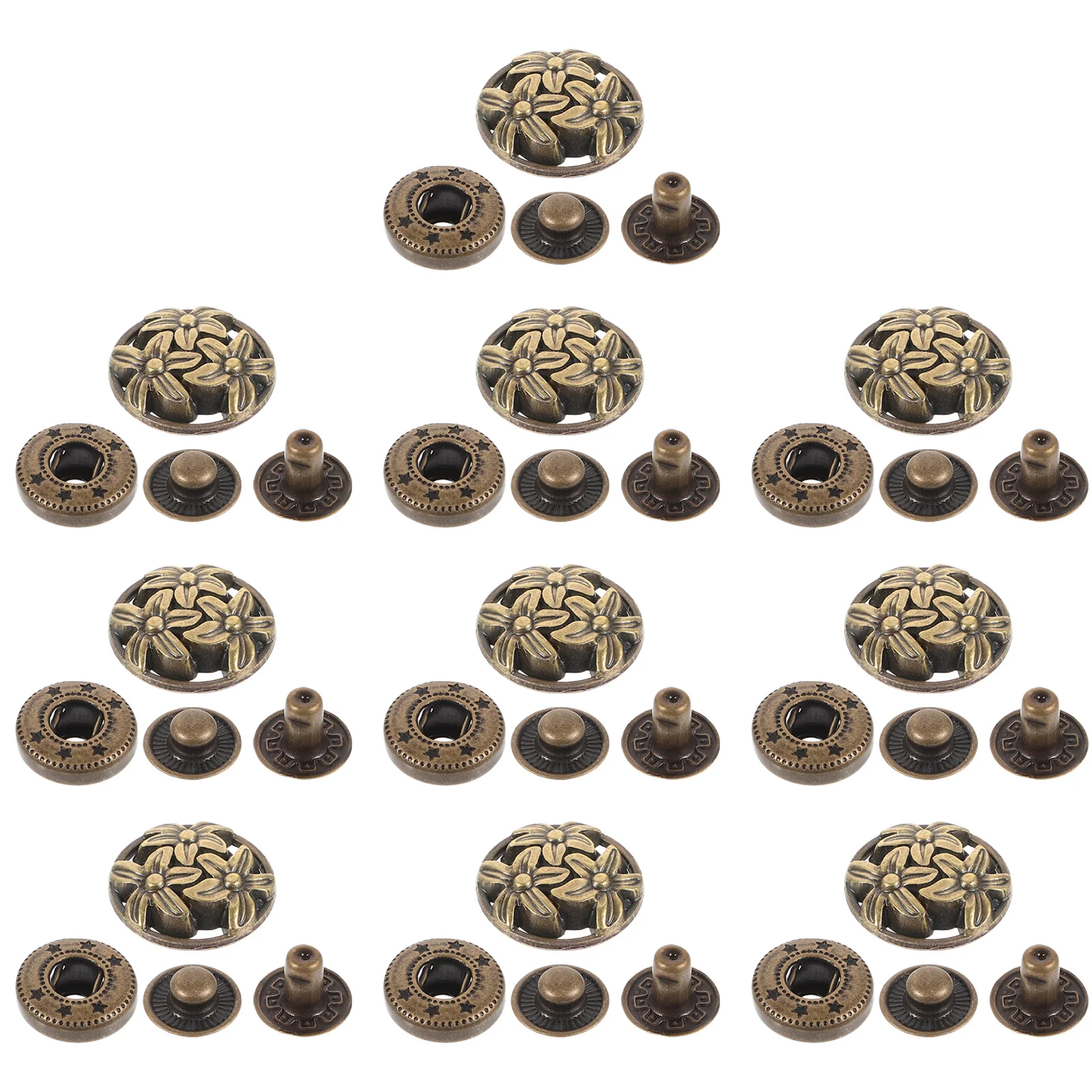 10 металлических кнопок-защелок для одежды и аксессуаров