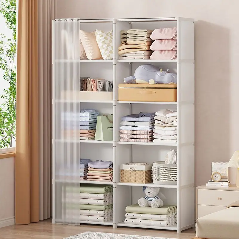 

Dustproof Wardrobe Dormitory Bedroom Multipurpose Storage Rack Simple Assembly Storage Cabinet Rental Room Multi-Layer Wardrobe