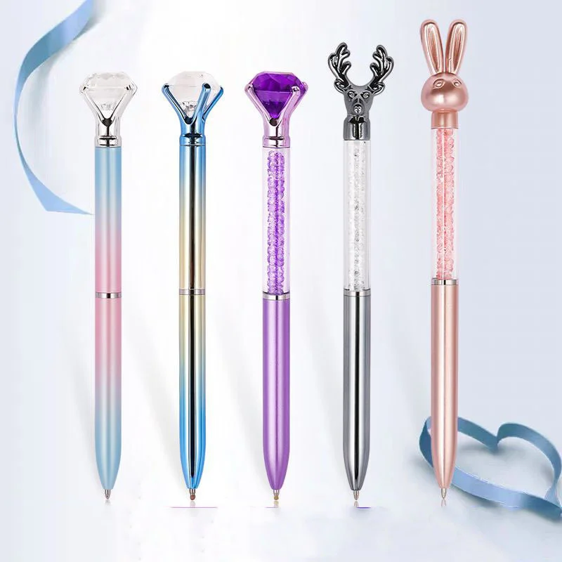 Ellen Brook 1 PCS Stationery Ballpoint Pen School Office Supplies Cute Kawaii Creative Sweet Lovely Pretty Diamond Rabbit Pens