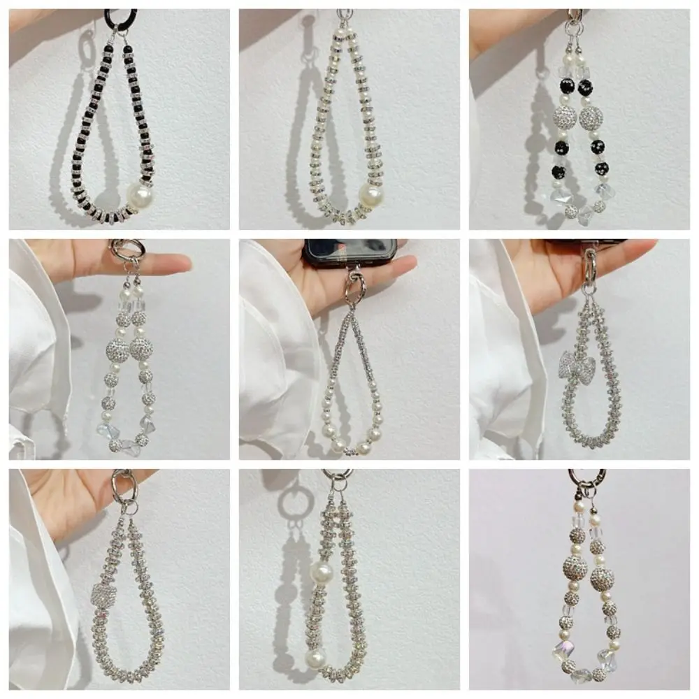 Fashion Rhinestone Mobile Phone Lanyard Anti-lost Luxury Phone Wrist Straps Beaded Bling Cellphone Chain Hanging Cord