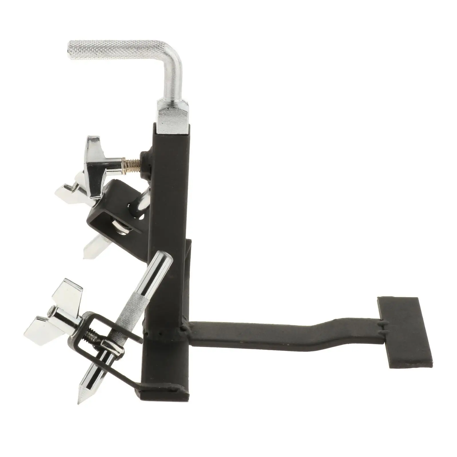 Percussion Foot Cowbell Pedal Bracket Steel Mount for Attaching Cowbells Tambourines Blocks to Drum Pedal for 7 Piece Drum Kit