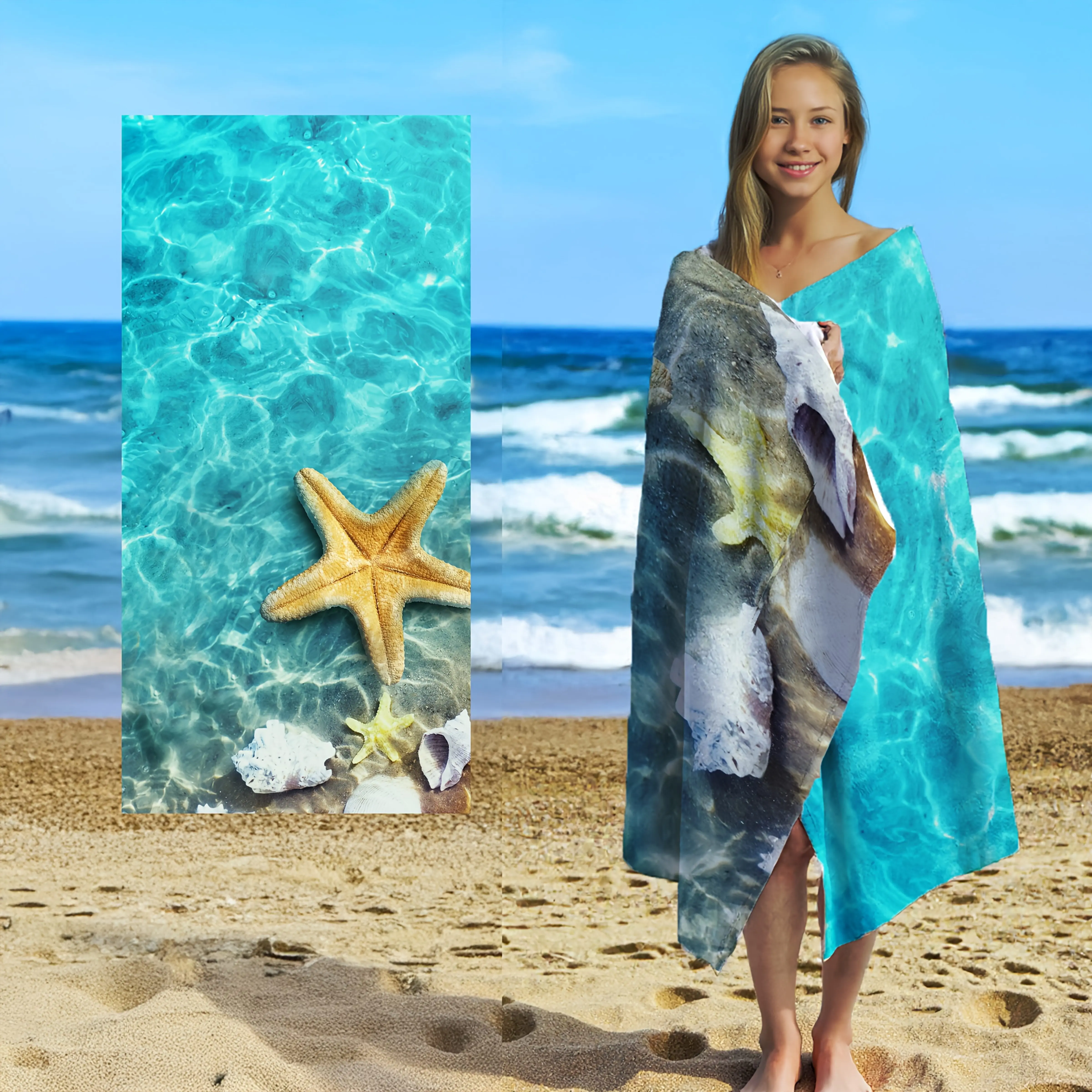 Rainbow Striped Beach Towel - Vibrant Rainbow Colors, Quick-Dry Microfiber, Strong Wrap Design for Beach, Pool Use, Beach