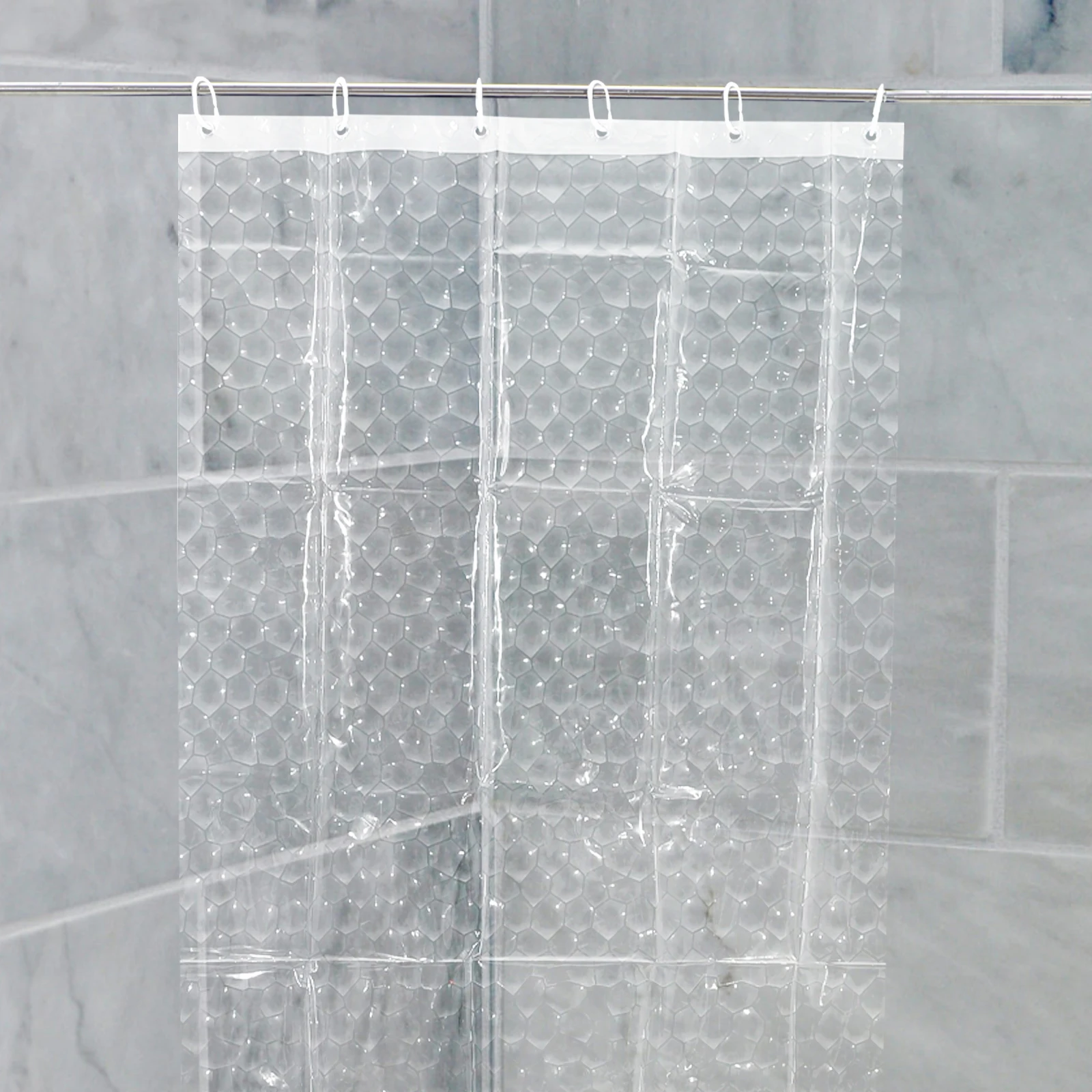 

Eva Shower Curtain Waterproof 3D Mosaic Design Large Size Smooth Texture Easy Clean Modern Decorative Partition For