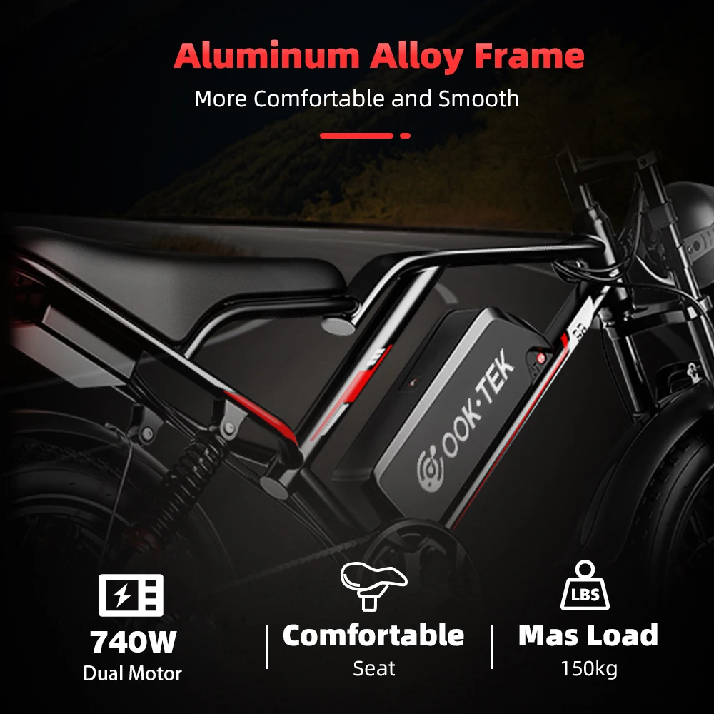 2000W Dual Front‑Rear Wheel Drive E‑Bike 20 Inch Fat Tire Off‑Road Electric Bicycle 48V 25Ah Hydraulic Brake Shimano 7‑Speed Front Rear Suspension view 4