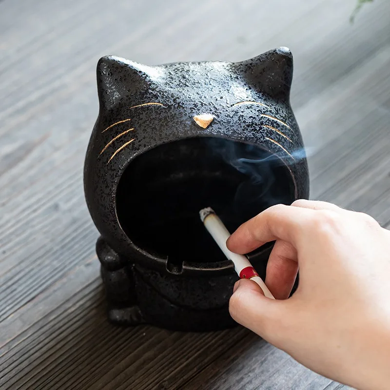 Creative Cute Cartoon Cat dog Ashtray Personality Home living room Table Decoration Anti-fly Ash Ceramic Ashtrays Smoking Tools