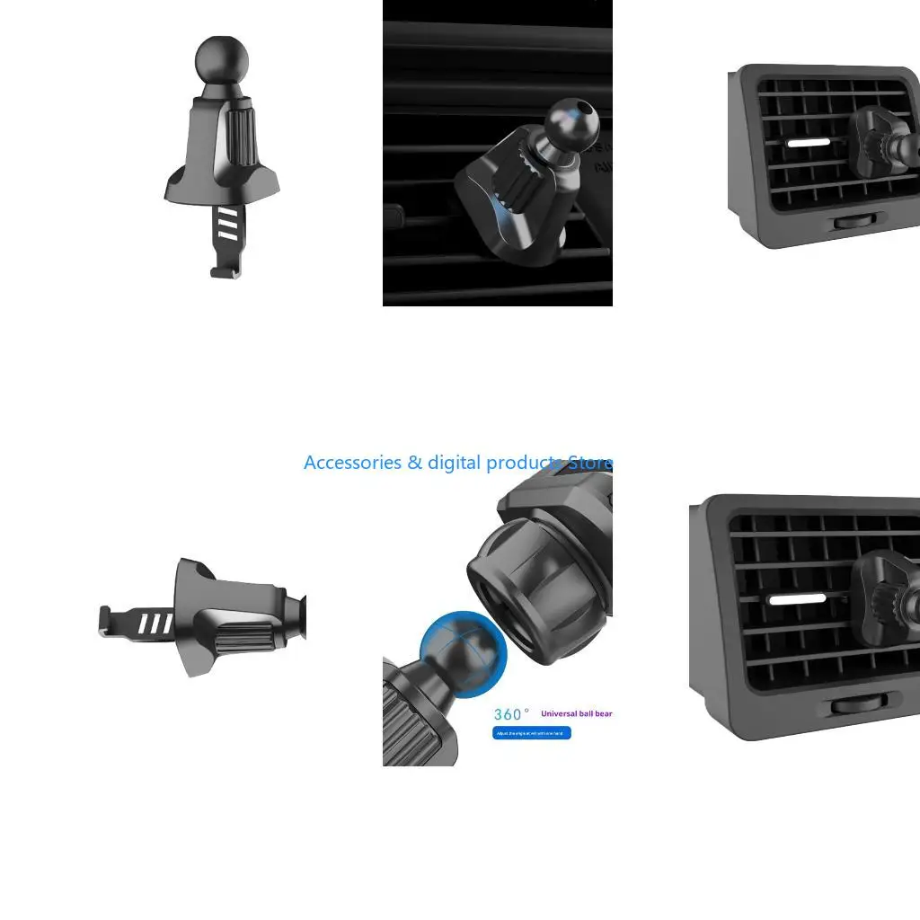 77JD Universal Car Vent Phone Holder Base 13mm/15mm Ball Head Adjustable Hook Clip For Smartphones Tablets Bracket