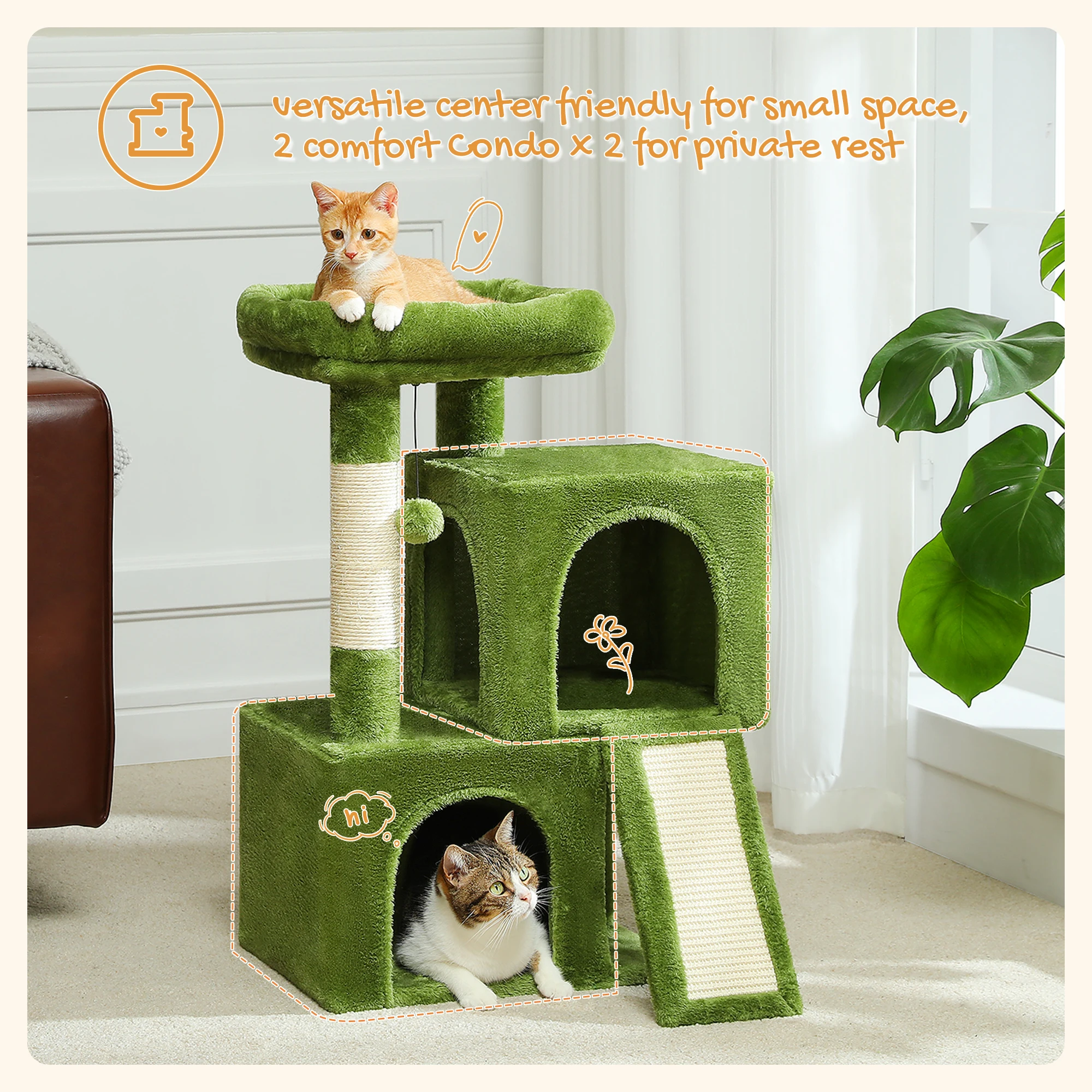 Fast Delivery Small Cat Tree with Scratching Post Multi-Level Cat Tower with Condo gatos Scratcher Cat Scratcher Pet Cat Toys