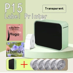 P15 Transparent Label Printer Mini Wireless Bluetooth Labeling Machine similar as D110 Handheld Printer  Lucency name Sticker