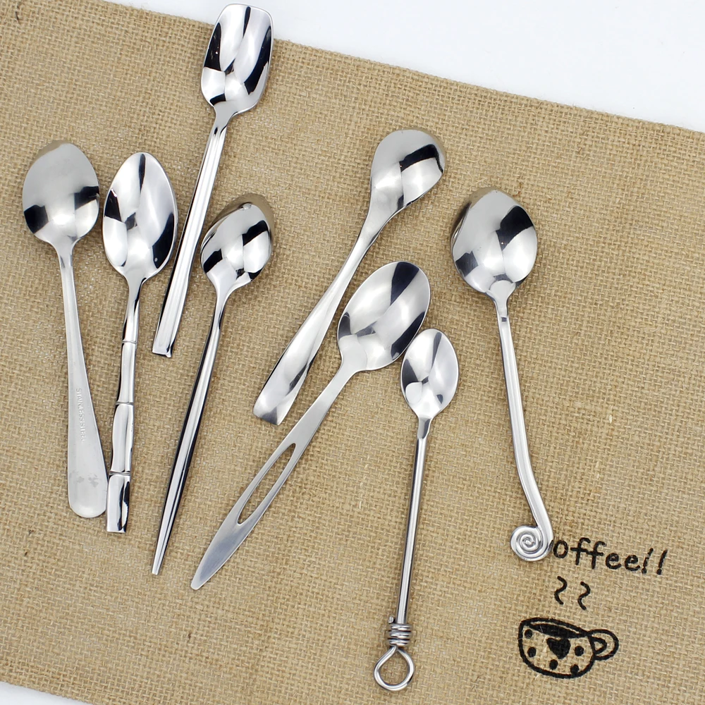 Popular Elegant Tea Spoons Dessert Spoons Stainless Steel Mirror Polish Flavour Spoon Stirring Scoops Handy Utensils Silverware