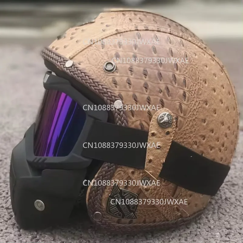 Open Face Helmet Summer Retro Motorcycle Helmet DOT Handmade leather Helmet Capacete De Casco Vintage Casque Vintage Motorbike