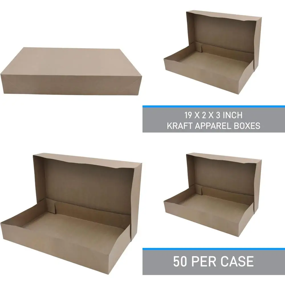 

Kraft Apparel Boxes - 19x2x3 Inches, Pack of 50, Durable Shipping Boxes for Clothing