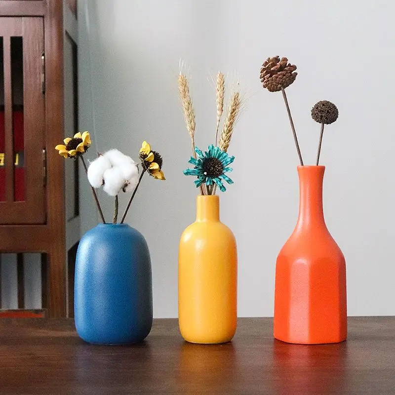 Flower Ware Ornament Ceramic Vase Creative Handicraft Flower Arrangement Container Aromatherapy Bottle Living Room European Art