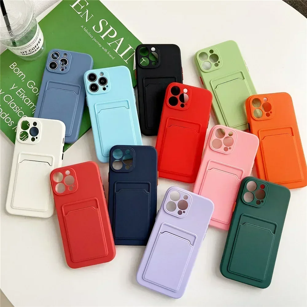 Slot para cartão saco titular caso de telefone para iphone 16 15 14 13 12 11 pro max mini xs xr 7 8 16 plus tpu carteira capa macia à prova de choque