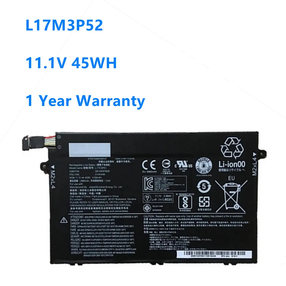 L17M3P52 Laptop Battery for Lenovo ThinkPad E480 E485 E490 E580 E585 E590 R480 R580 L17C3P51 L17M3P51 01AV445 4120mAh