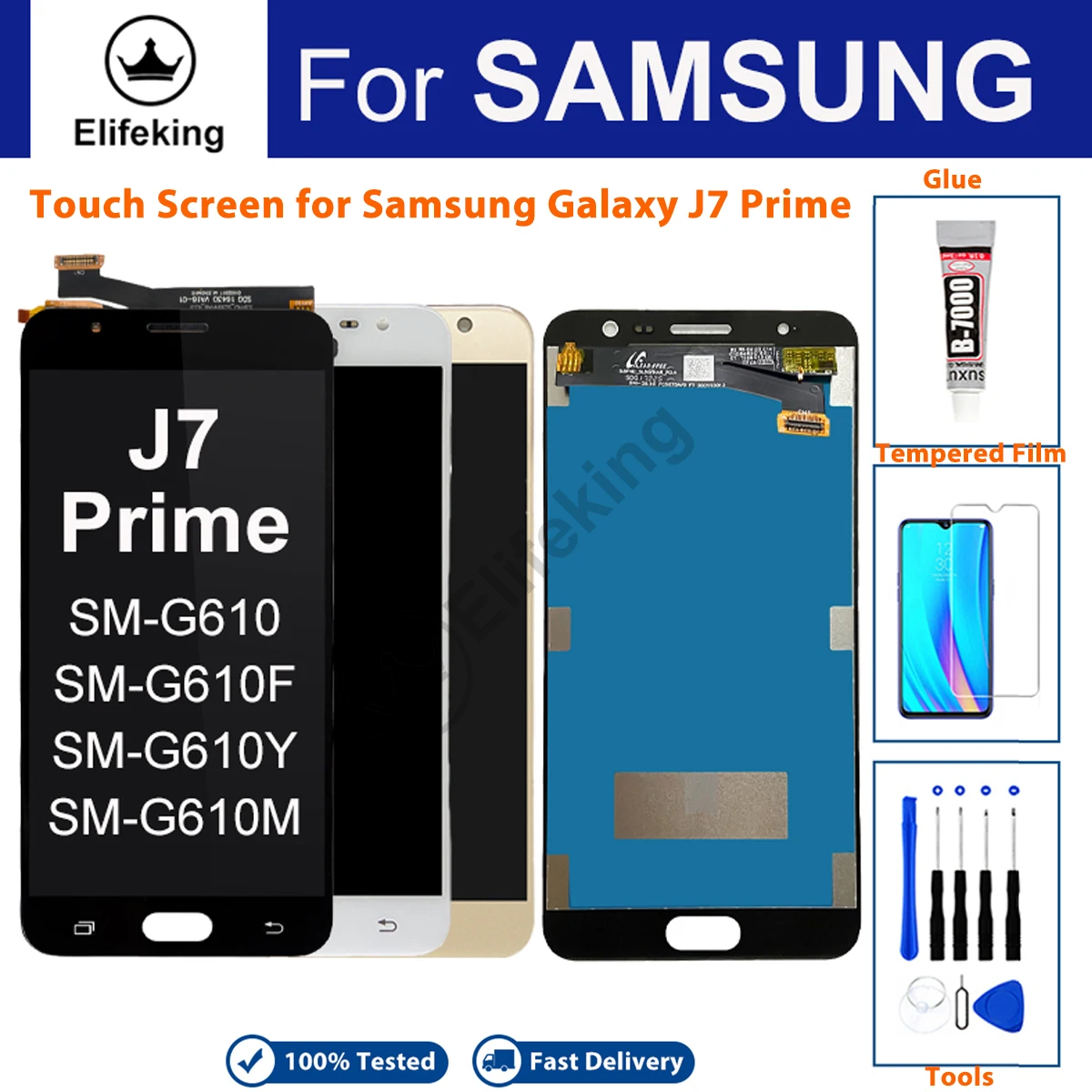 5.5\'\' LCD For Samsung Galaxy J7 Prime G610 G610F SM-G610Y/DS Display Touch Screen Digitizer Assembly with Free Tools Glass