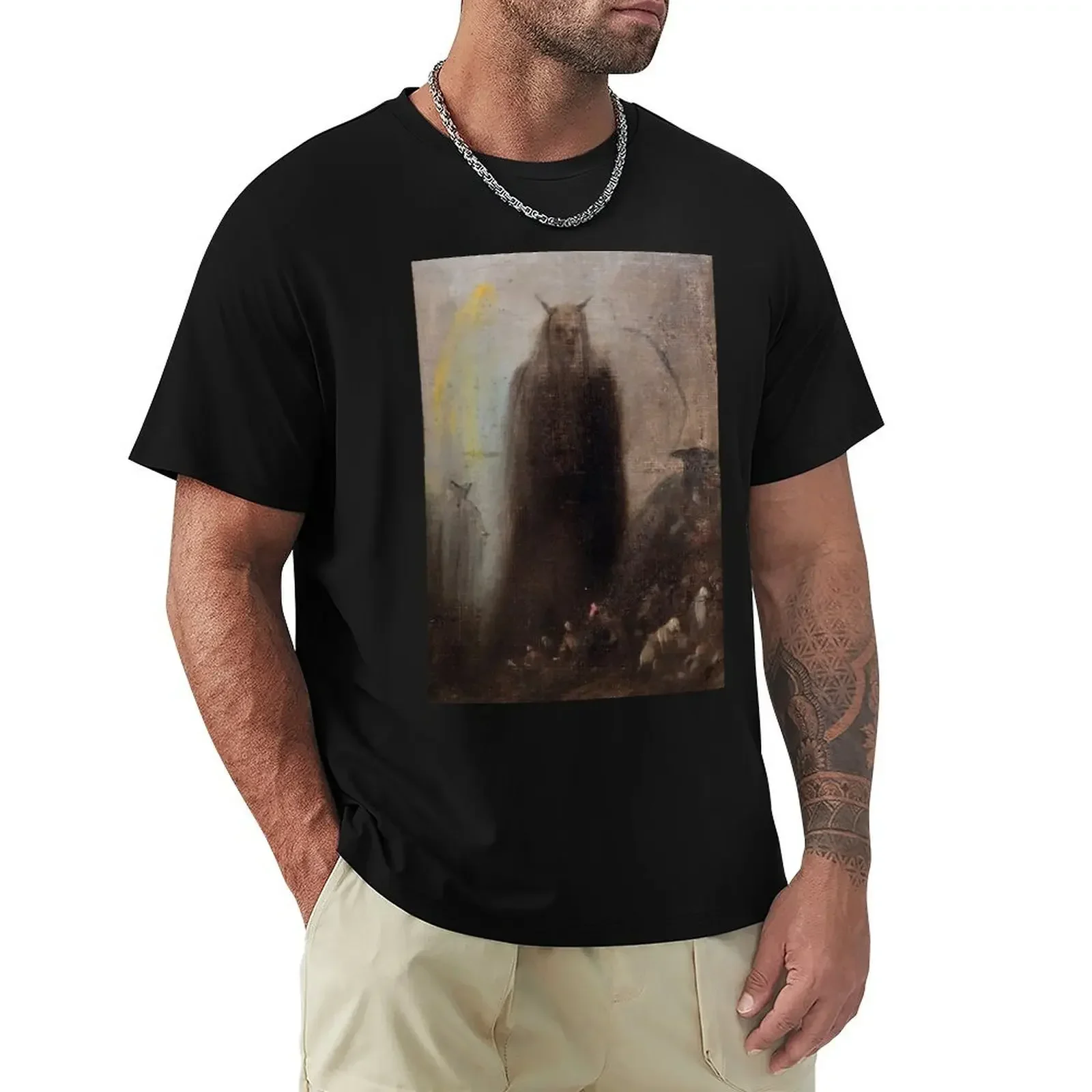 New fashion heavyweight vintage Francisco de Goya (1746 – 1828) - Ghostly  (1801) vintage sublime designer t shirt men