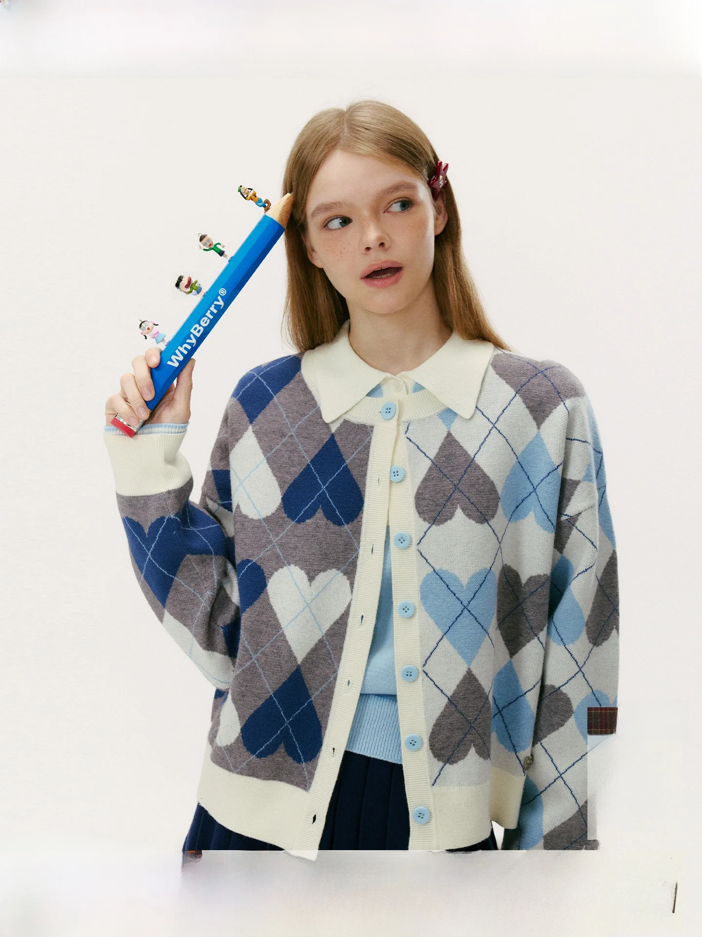 

WhyBerry винтажный вязаный свитер с сердечками и бриллиантами, пальто Thi, женский осенне-зимний теплый длинный свек, круглый топ