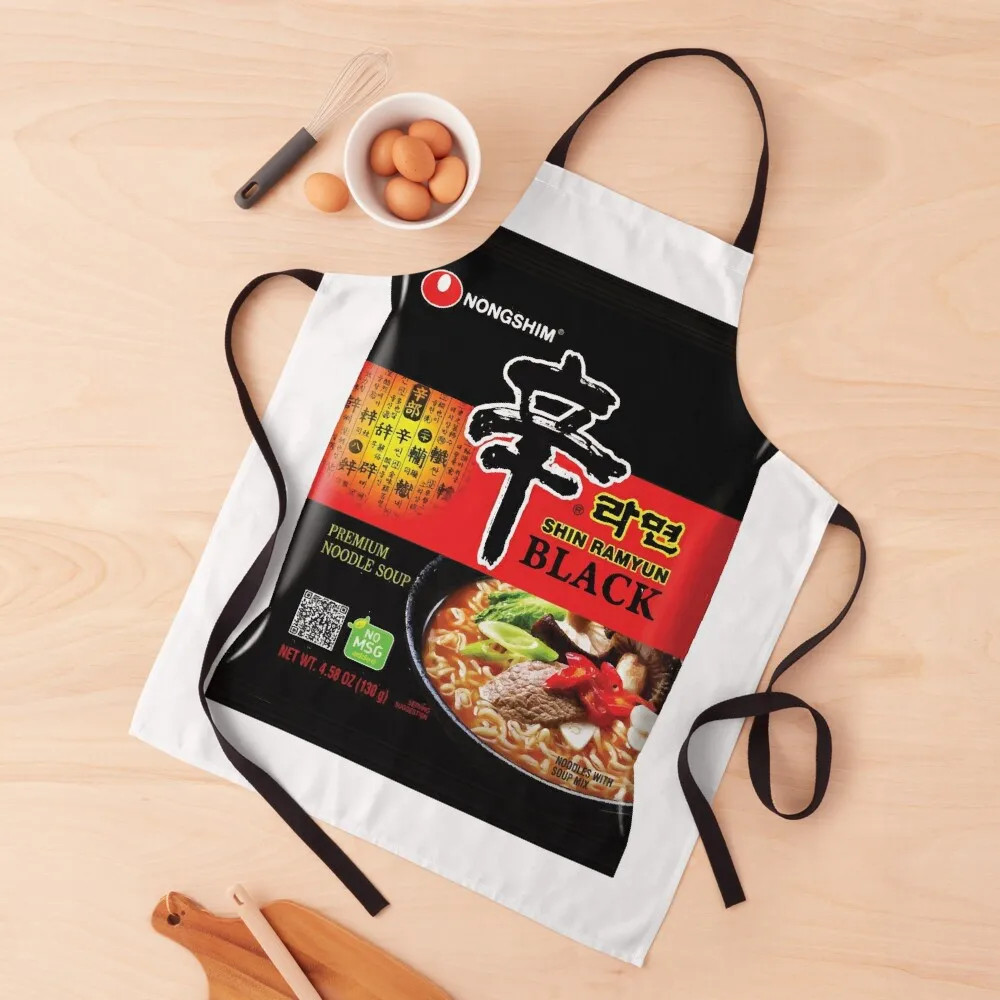 Delantal ramen instantáneo Shin Ramyun negro Nongshim para cocina, disfraz de mujer, camarero, delantal de pintores para mujer
