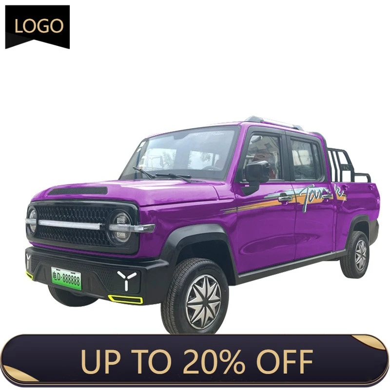 QQA Electric pickup 4-door double-row low-speed car, 40 km/h, lithium battery 101-200 km cruising range 3000 watts motor, off-ro