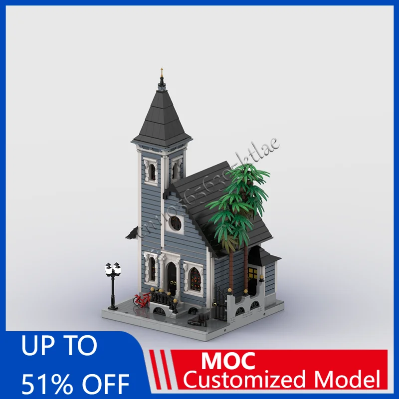 3586 Parts MOC Creative City Street View Modular Wooden Church Model Architecture Building Block Kids Assembly Bricks Toys Gifts