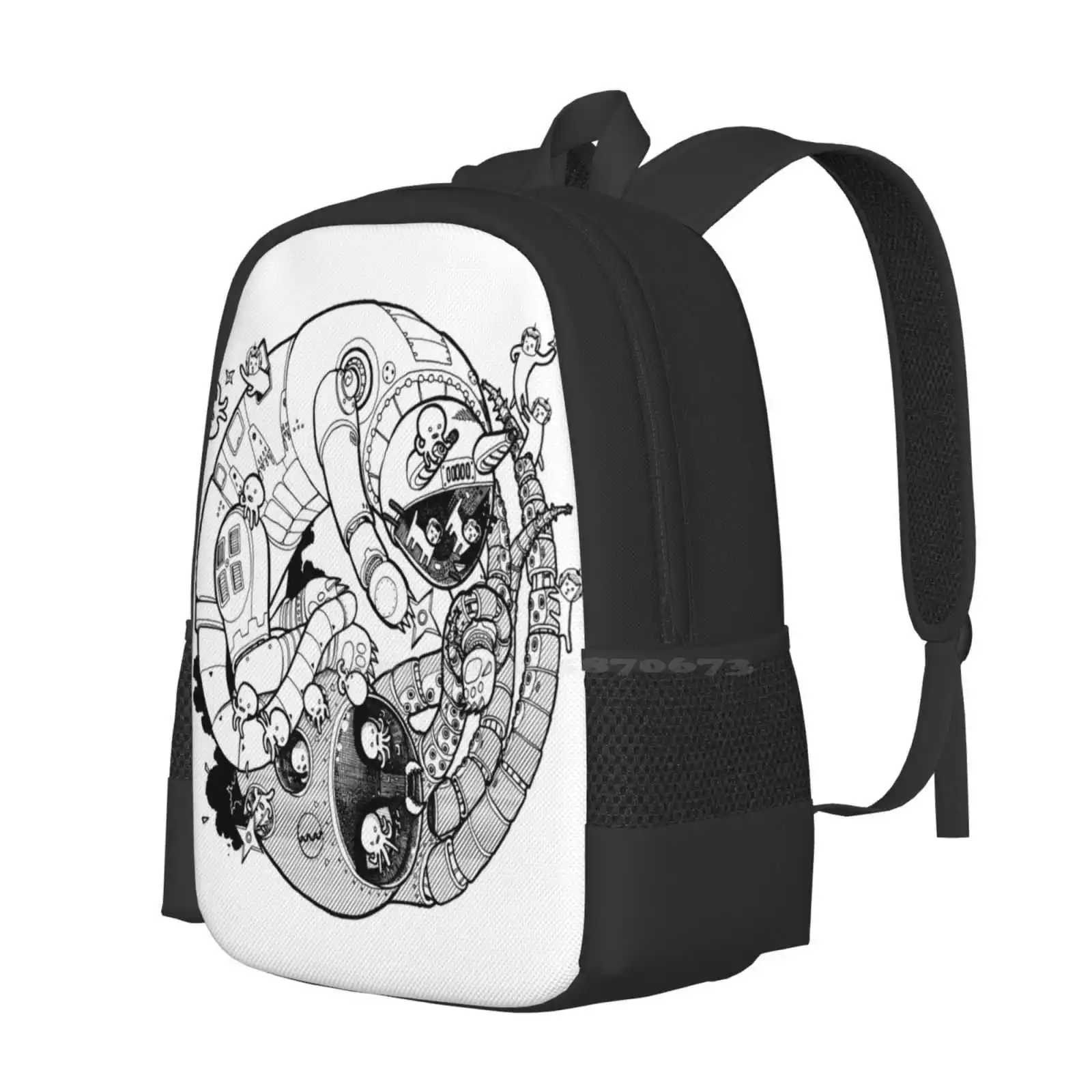 The Yin-Yang Robo Fight! New Arrivals Unisex Bags Student Bag Backpack Yin Yang Yin Yen Robot Cat Squid Fight Battle Space Kids