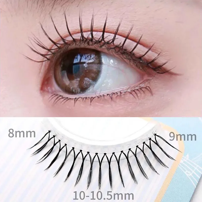 Clear Band 3D Manga Eyelashes Korean Natural Full Strip Fake Eyelashes Handmade Soft V Shaped Lashes Beginner Makeup Tools