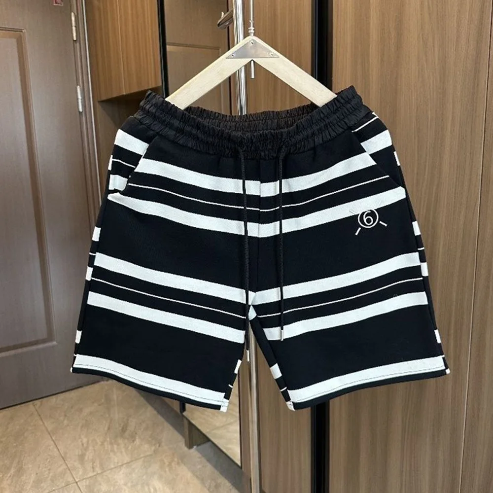 

Men Shorts Black White Striped Casual Shorts Summer Daily Streetwear Breathable Versatile Soft Simple Shorts Men'S Clothing 2024