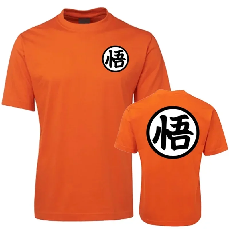 Sommerliche Streetwear: Anime Son Goku Cosplay T-Shirt mit Wu-Logo, Oversize-Freizeithemd für Herren im Harajuku-Stil