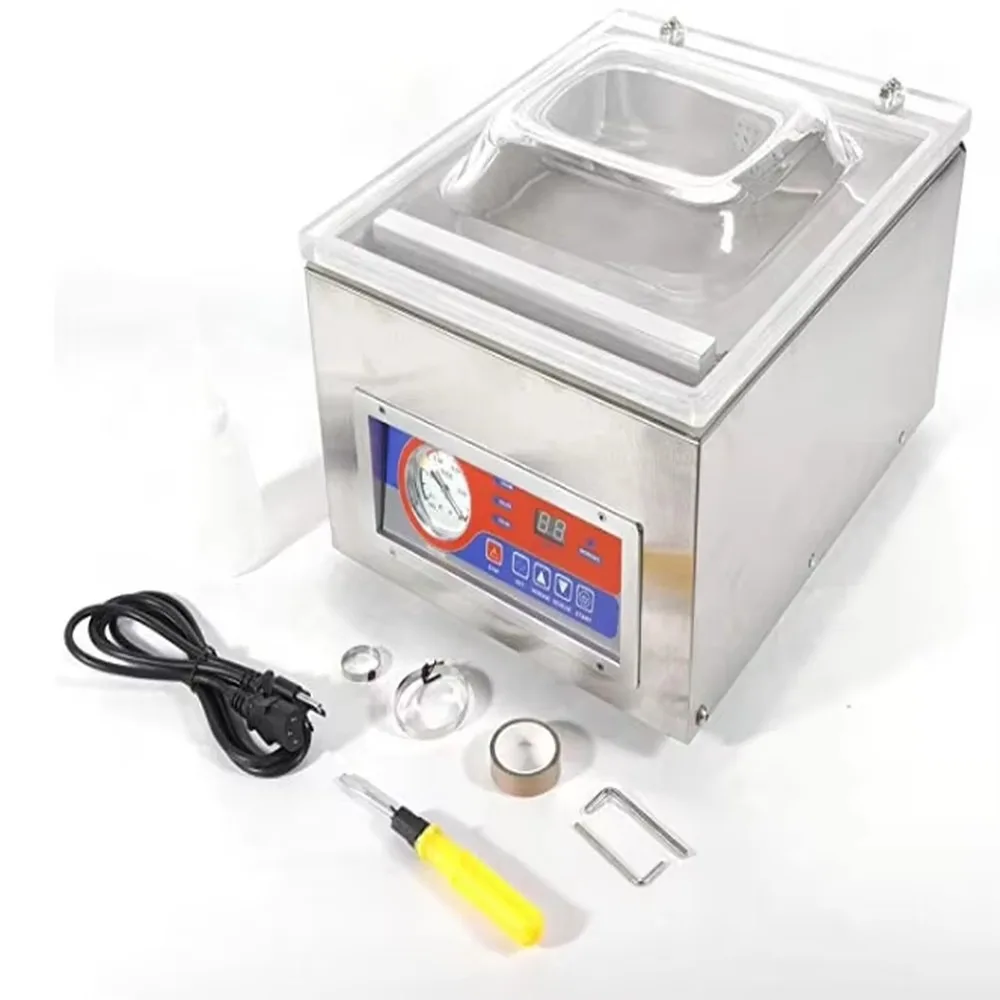 DUOQI DZ-260C Single Chamber Desk Type Industrial Pump Vacuum Sealer for Apparel Food Steak Commodity Chemical Liquid
