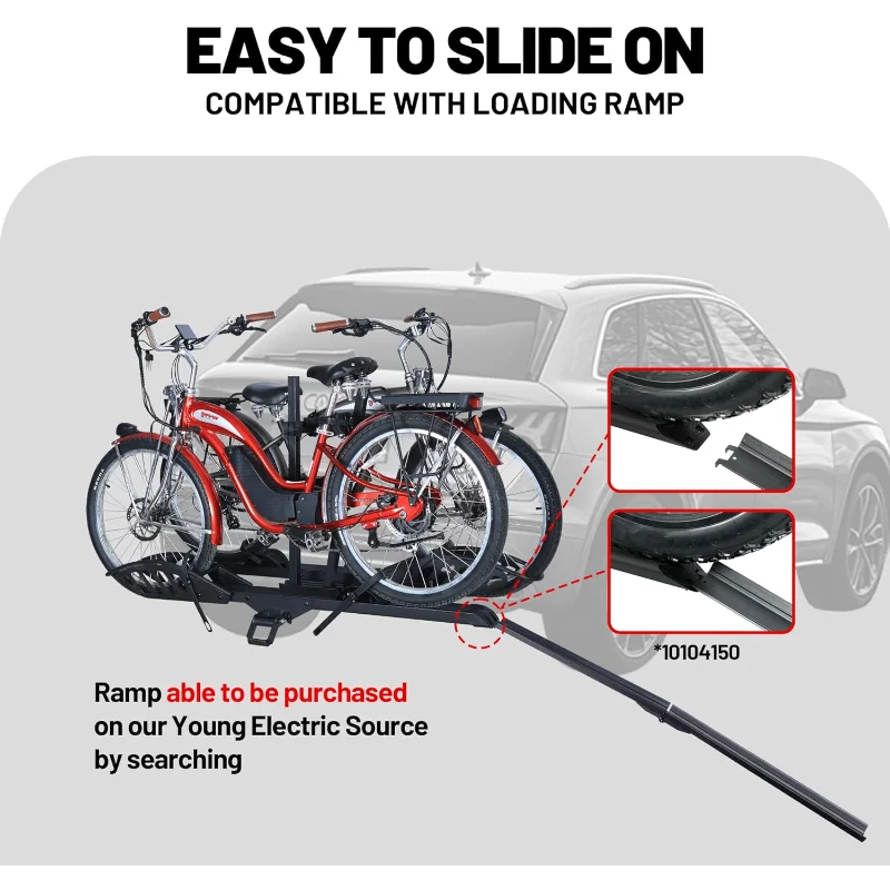 200 lbs E-Bike Rack Hitch Mount Platform Style for Cars Trucks SUVs Vans RVs, fits Bikes with Up to 5-inch Fat Tire