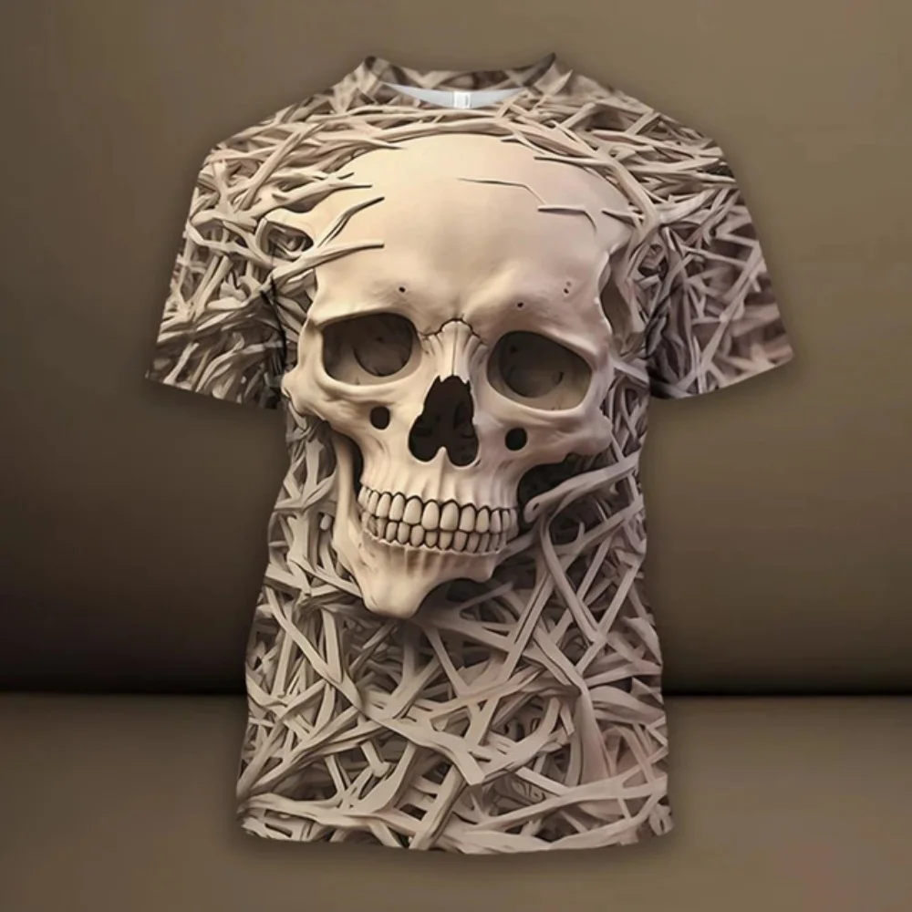 2024 Summer New Men T-Shirt Harajuku Spider Skull 3D Printed T-Shirt Men's Clothing Fashion Punk Tees Casual Street Wear T-Shirt image 3