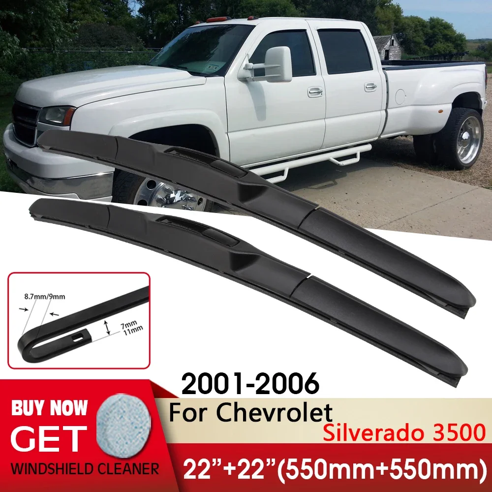 

Car Wiper Front Wiper Blade 22"+22" For Chevrolet Silverado 3500 2001-2006 Fit U Hook Arm Windshield Windscreen Front Window