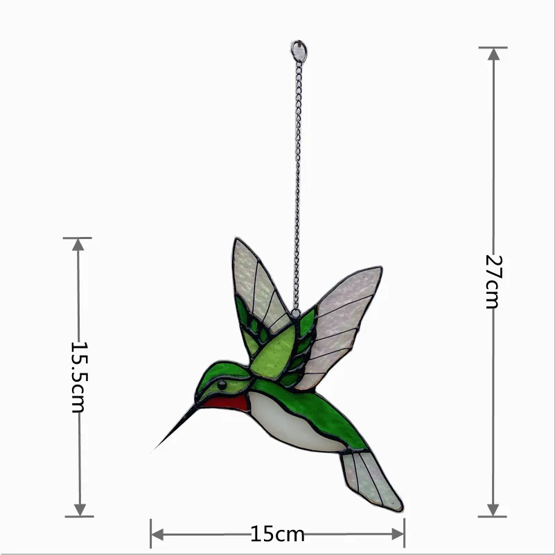 2D Flacher Bunter Kolibri Hängeanhänger Windspiel Sonnenfänger Fensterdekoration Gartendeko Autodekoration Windspiele – Detail 4