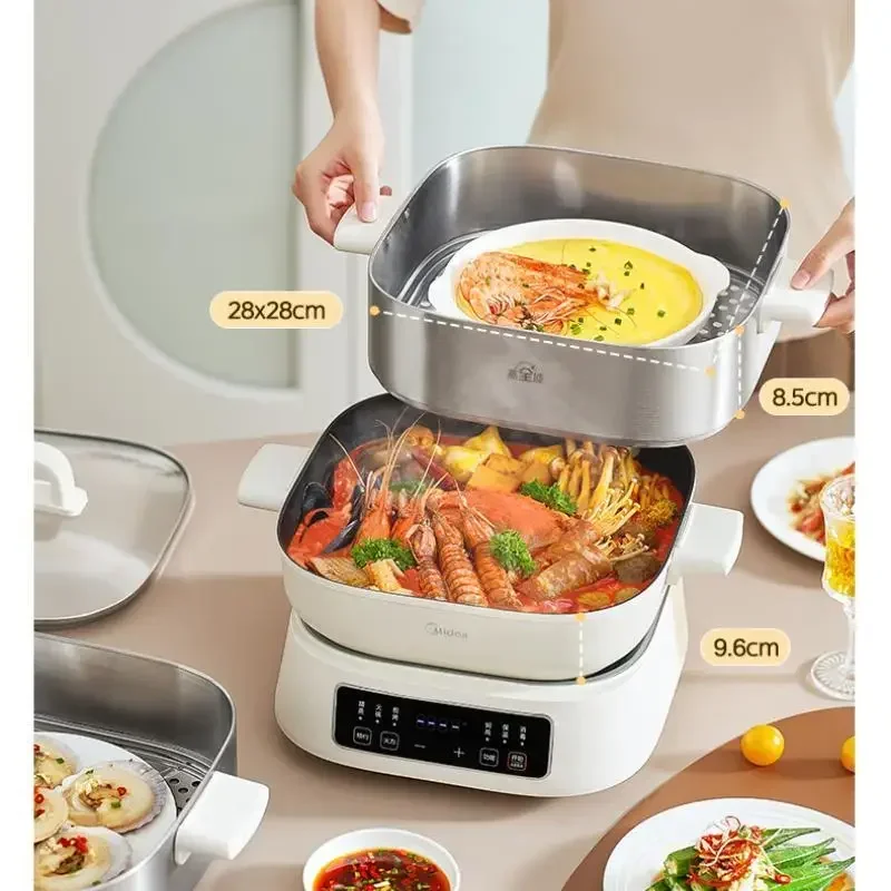 ميديا 11.6L طباخ بالبخار 220 فولت 1700 واط 3 طبقات متعدد الطباخ الفولاذ المقاوم للصدأ الكهربائية الغذاء البواخر التحكم باللمس وعاء باخرة