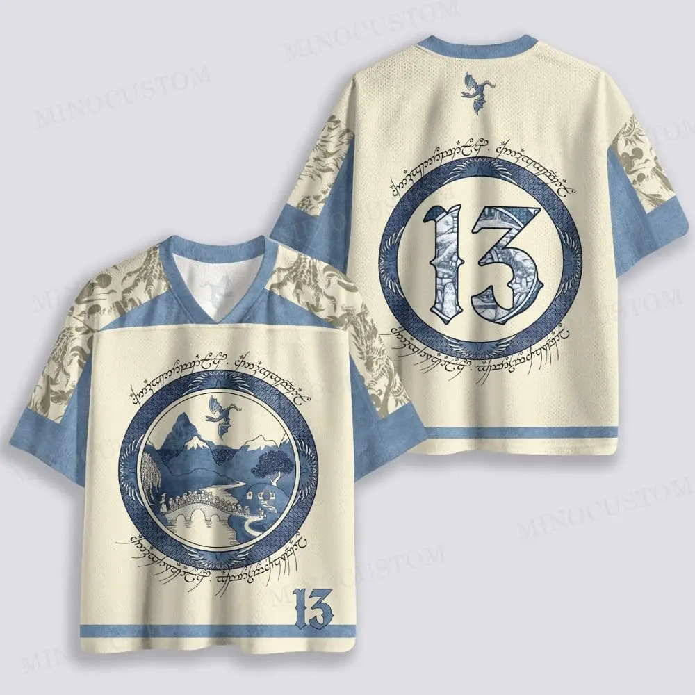 Der Herr der Ringe Themen-Fußballtrikot für Herren, Sommer, Hobbit Nr. 13 Schnell trocknendes, atmungsaktives Sport-T-Shirt