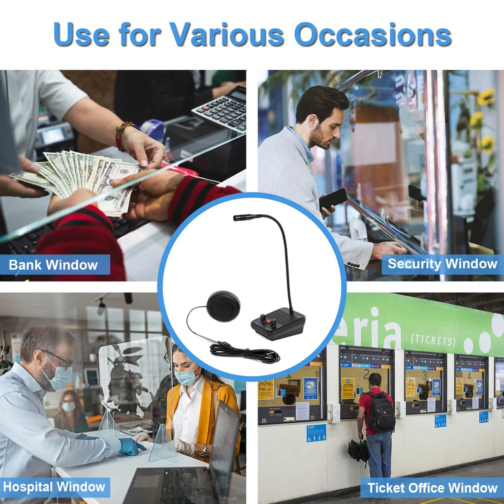 Counter Intercom System Easy Installation Bank Intercom 2 Way Window Intercom