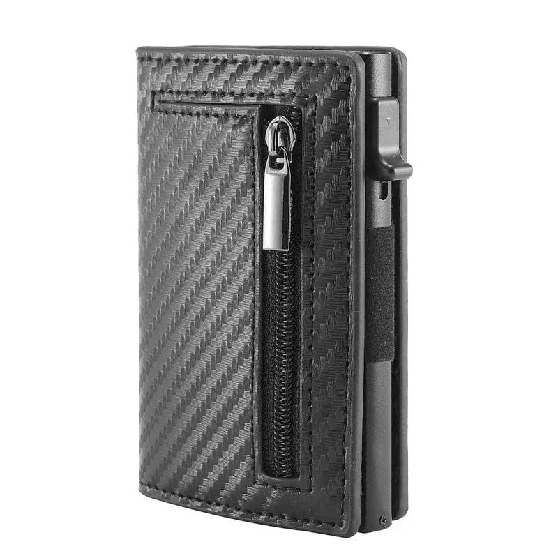 

Luxury Men's Leather Wallet - Magnetic Credit Card Holder with RFID Blocking Pop-Up Minimalist Design Bank Cardholder Case