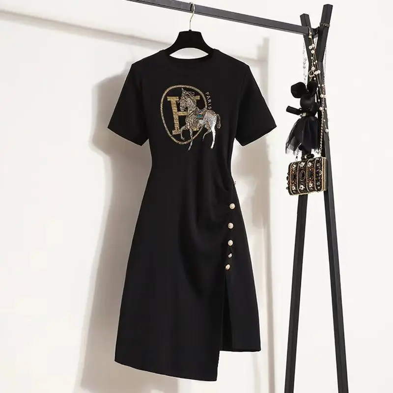 T Shirt Dress Short Sleeve O Neck Fashion  Dresses 2024 Summer Clothing Casual  ﻿Party Dresses