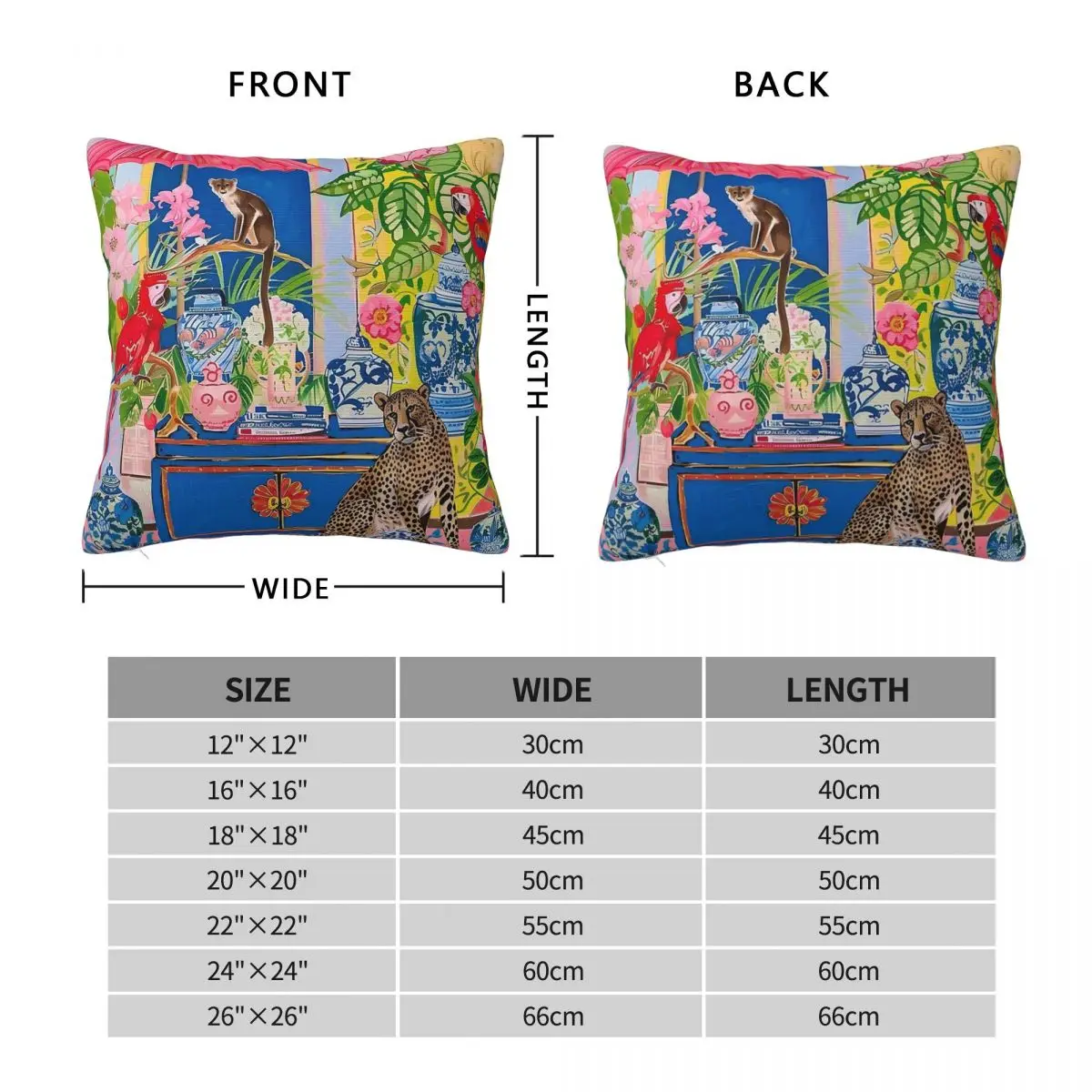 Cheetah Monkey Macaws Chinoiserie Pillowcase Polyester Linen Velvet Creative Zip Decor Pillow Case Sofa