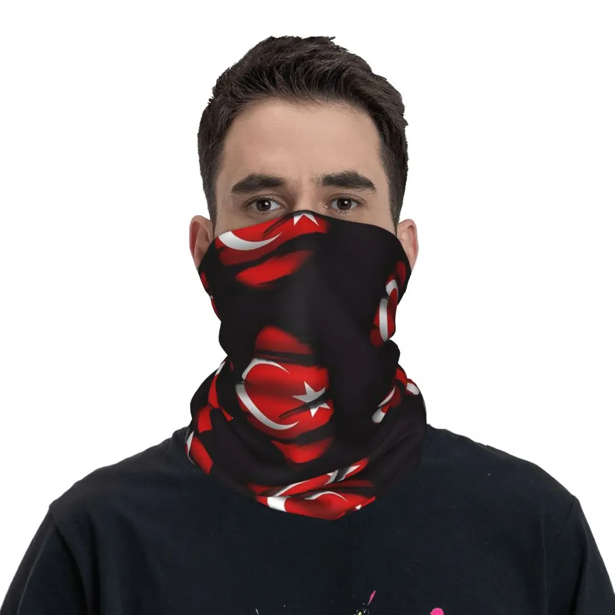 The Republic Of Turkey Flag Bandana Neck Cover Printed Mask Scarf Multi-use Headband Outdoor Sports Unisex Adult Breathable