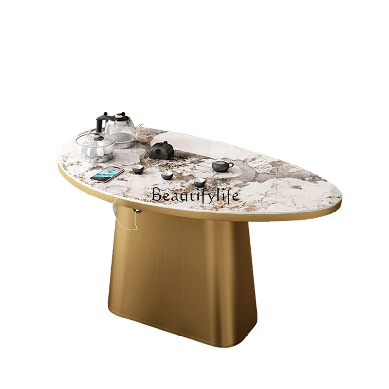 

Premium light luxury rock slab tea table office tea table household automatic boiling water tray integrated