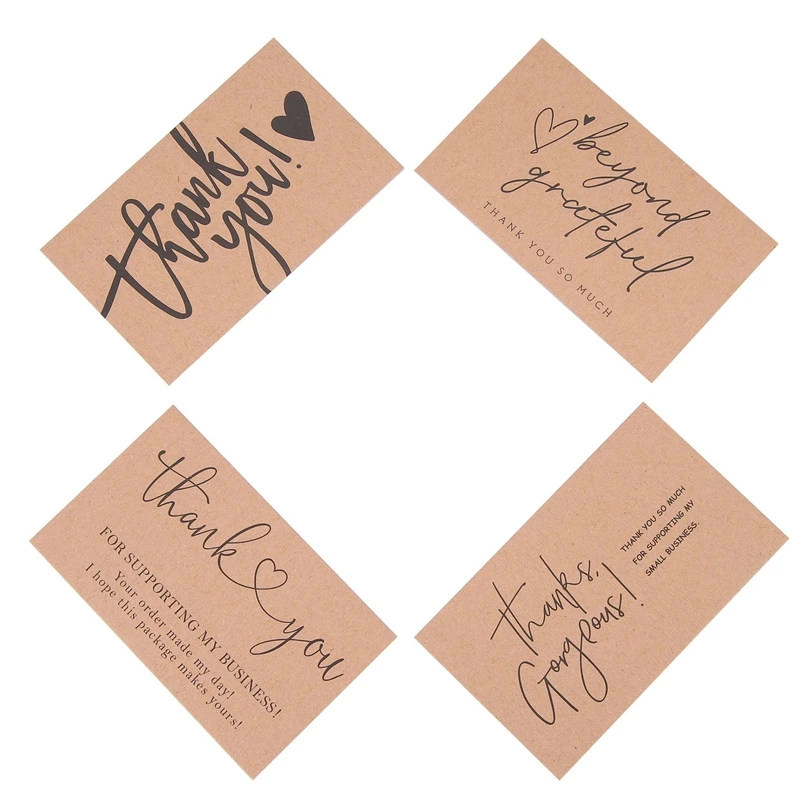 Kertas Kraft indah 120 buah kartu Terima kasih, untuk kartu Perlengkapan bisnis kecil kartu hadiah dekorasi