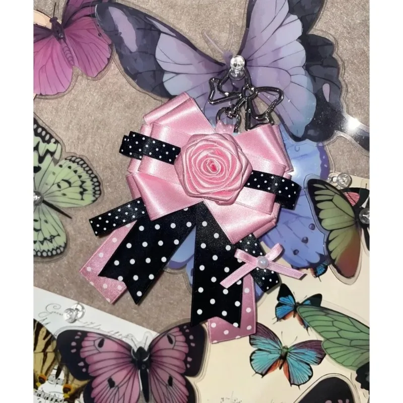 Luxury Polka Dot Rose Concert Support Stick Charm Cute Lolita Everyday Anime-style Women's Dress Shirt Tie and Bow Accessories