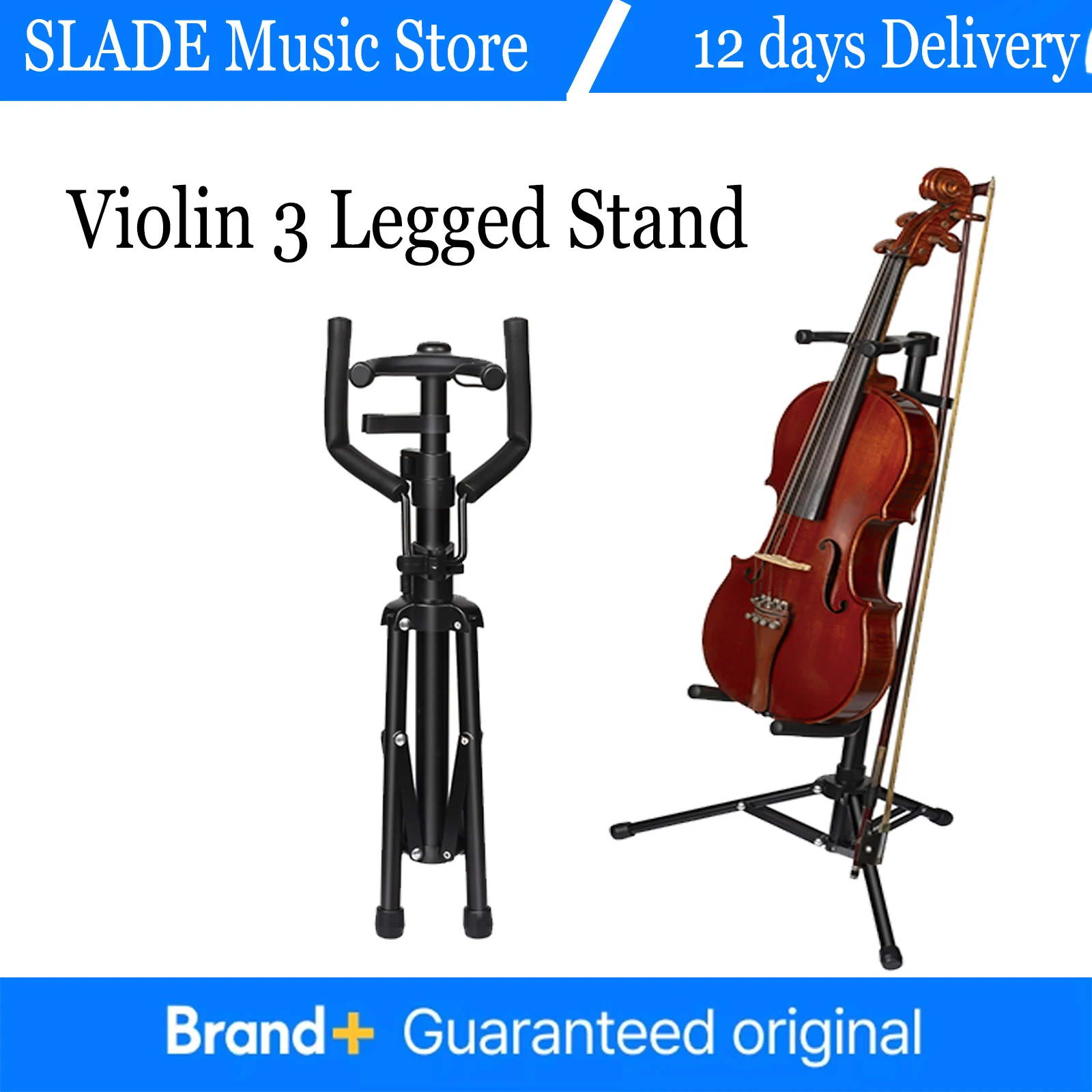 

Flanger Violin Stand Looped Ukulele Metal Stand Individual Bow Positions 3 Legged Black Support Bracket Ukulele Violin Parts