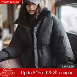 Maden Down Jacket Women Stand Collar 90% White Duck Down Coat Versatile Winter Thick Warm Puffer Jacket